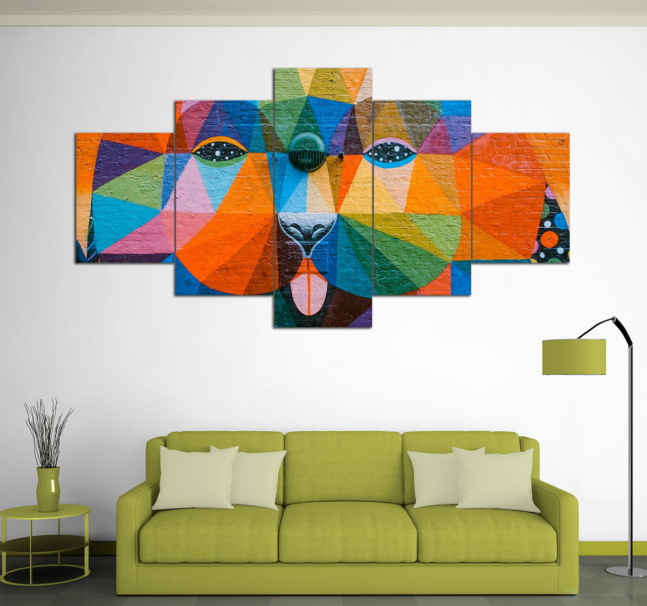 Selective Photograph of a Wall With Grafitti 3D 5 piece canvas art