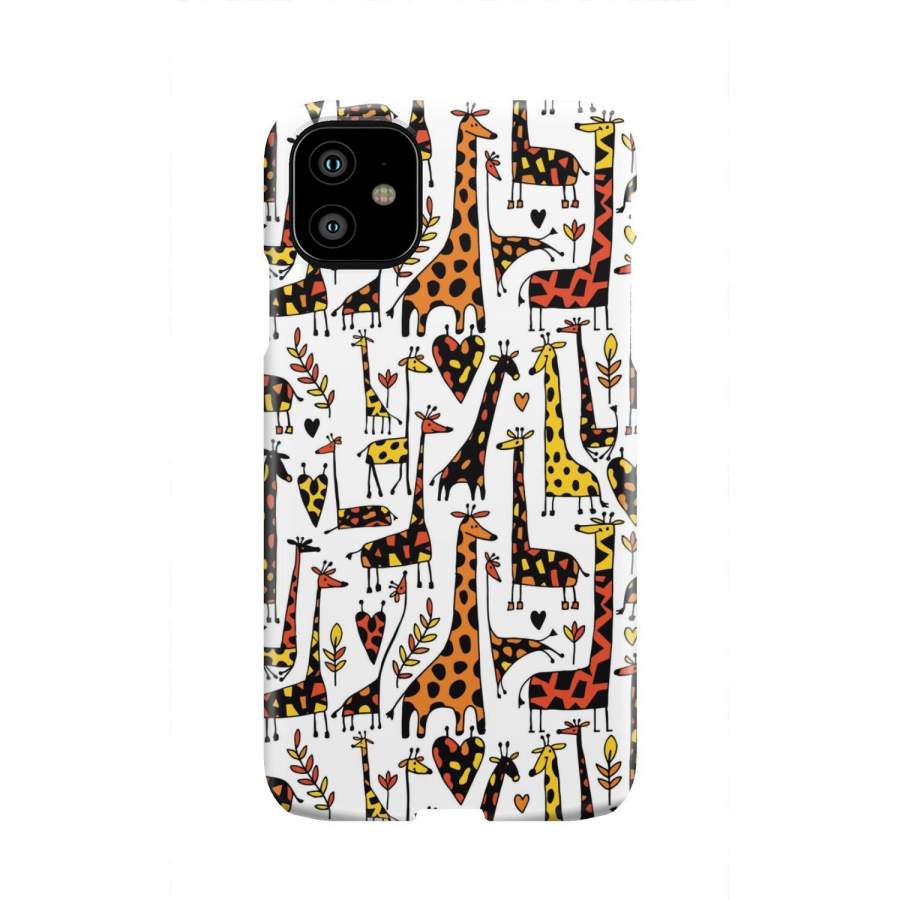 Cartoon Giraffe Pattern Print Phone Case