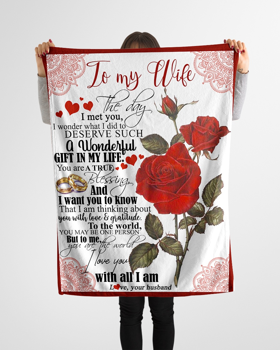 Personalized Blanket For Wife Print Beautiful Rose Romantic Quotes For