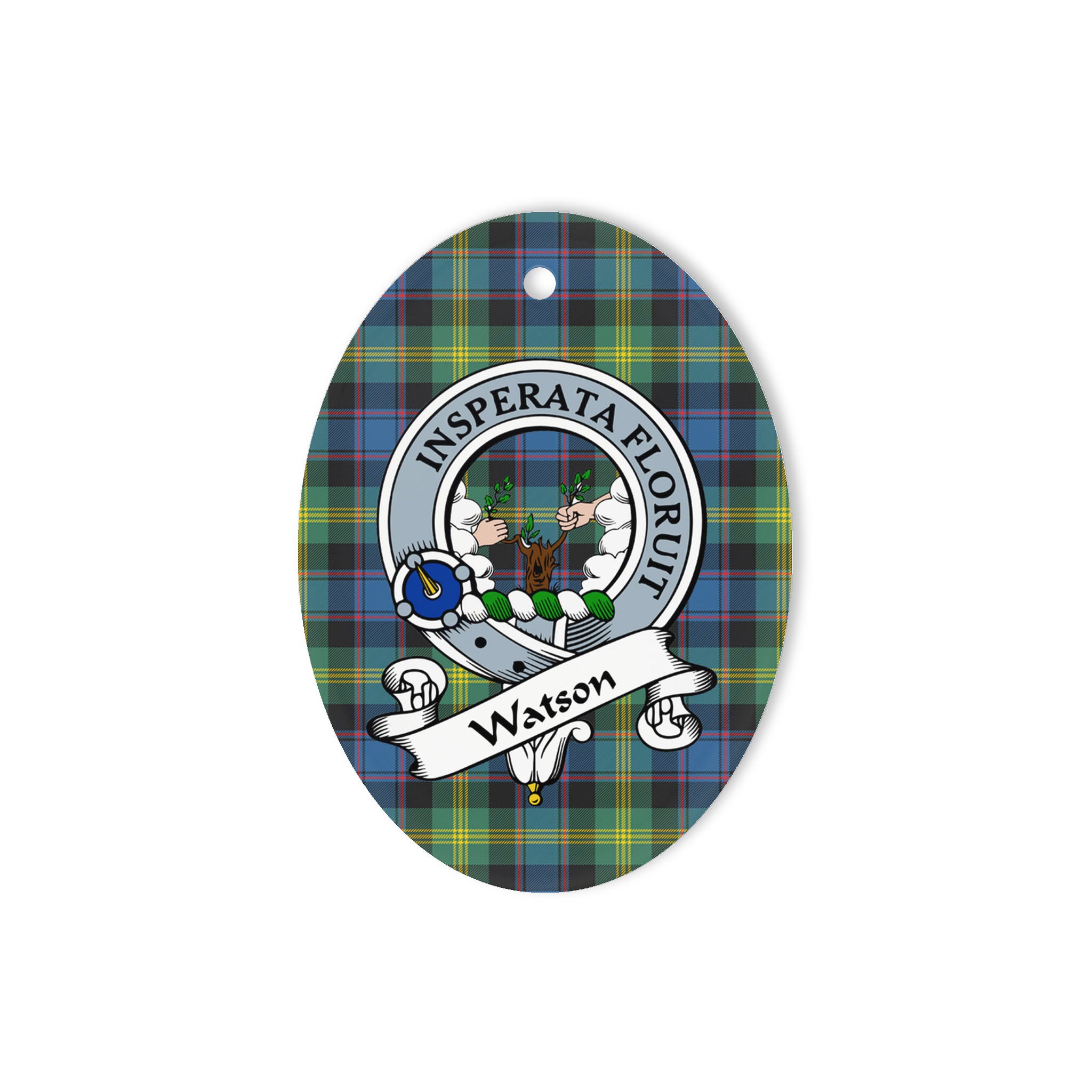 Watson Scottish Clan Badge Plaid Ornament Gift. Christmas Tree Ornament Watson Clan Tartan Ornament Great Christmas Ornaments Gift Oval Ornament