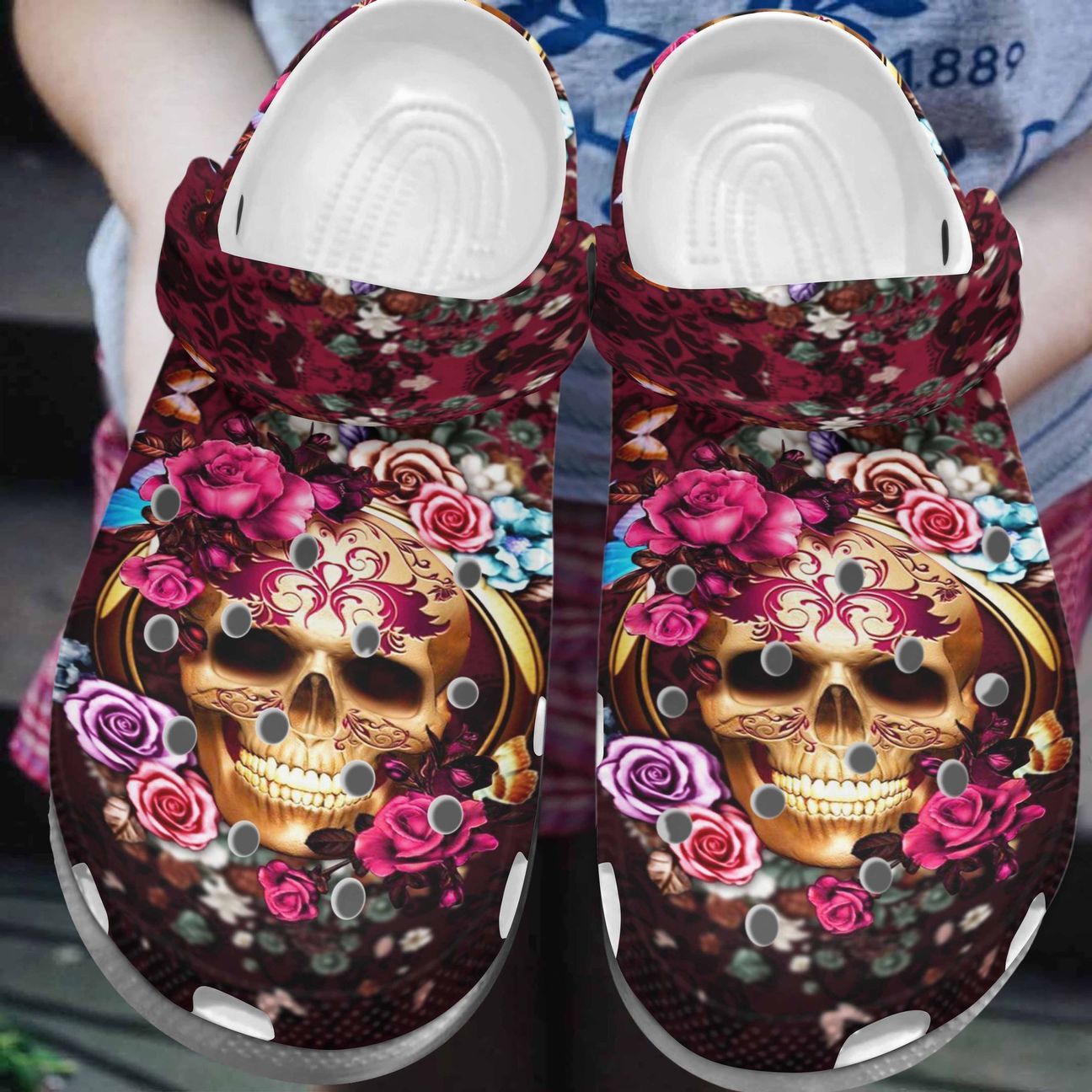 Skull Personalized Clog, Custom Name, Text, Color, Number Fashion Style For Women, Men, Kid, Print 3D Plum