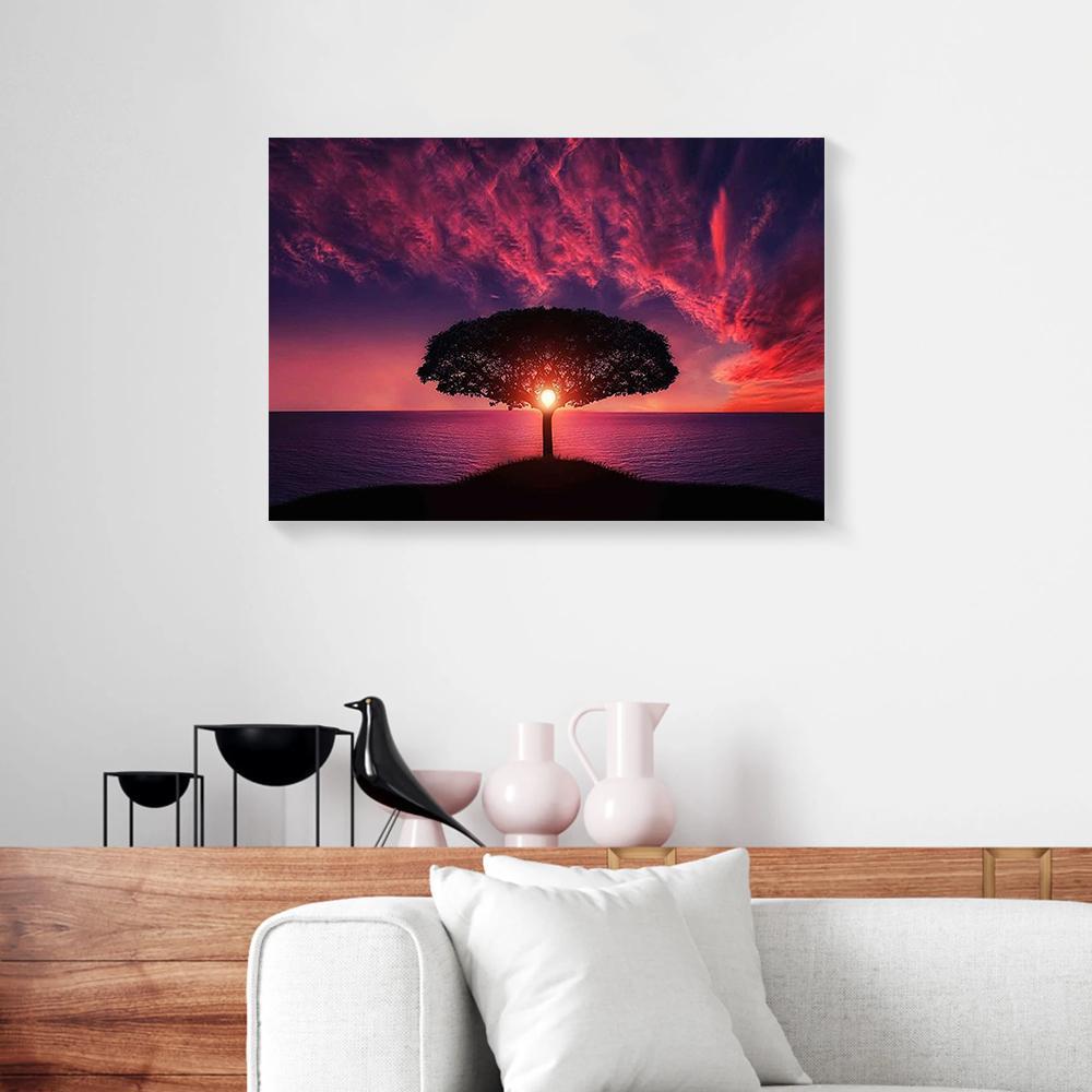 Canvas Artwork Silhouette Sunset Captivating Natural Wall Art Canvas Home Decor Canvas