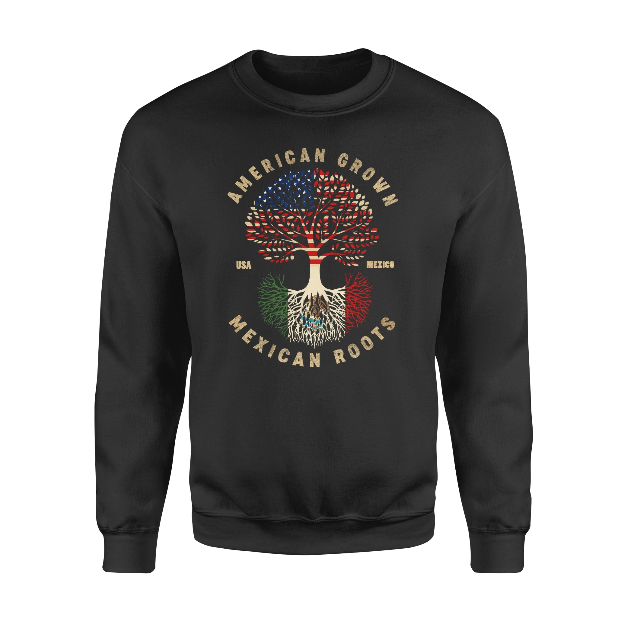 American Grown With American Roots Flag Tree Of Life Gift For Proud Mexican – Standard Crew Neck Sweatshirt