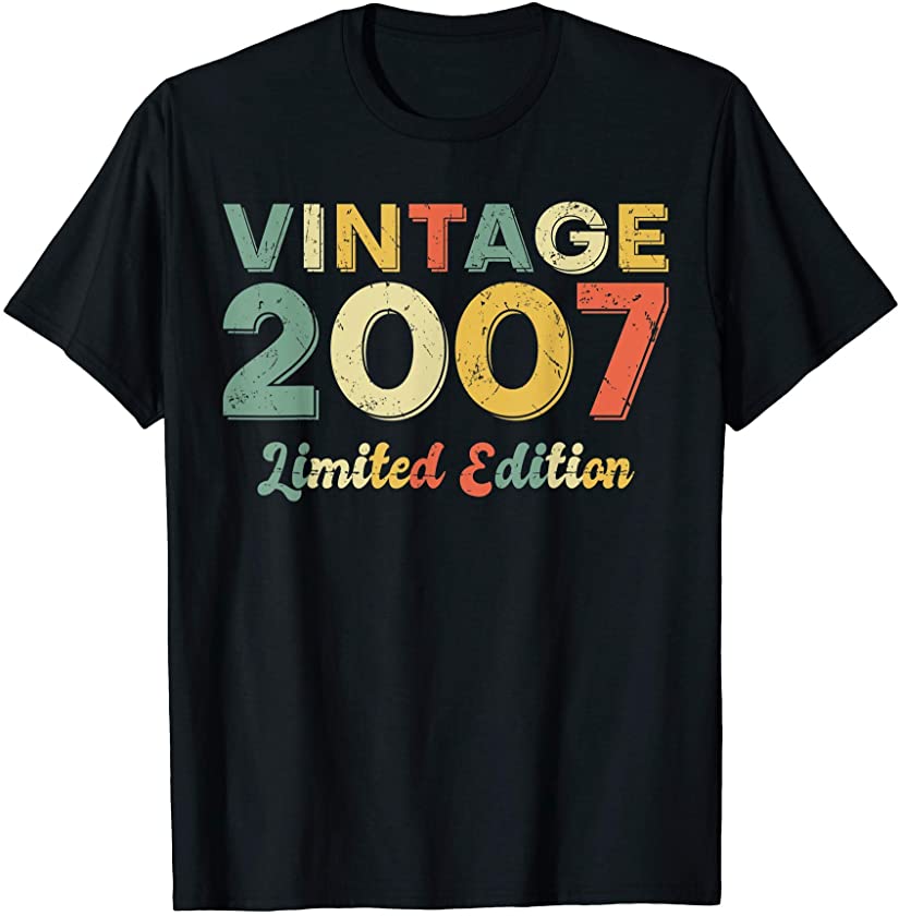 14 Year Old Gifts Vintage Born 2007 Boys Girls 14th Birthday T-Shirt