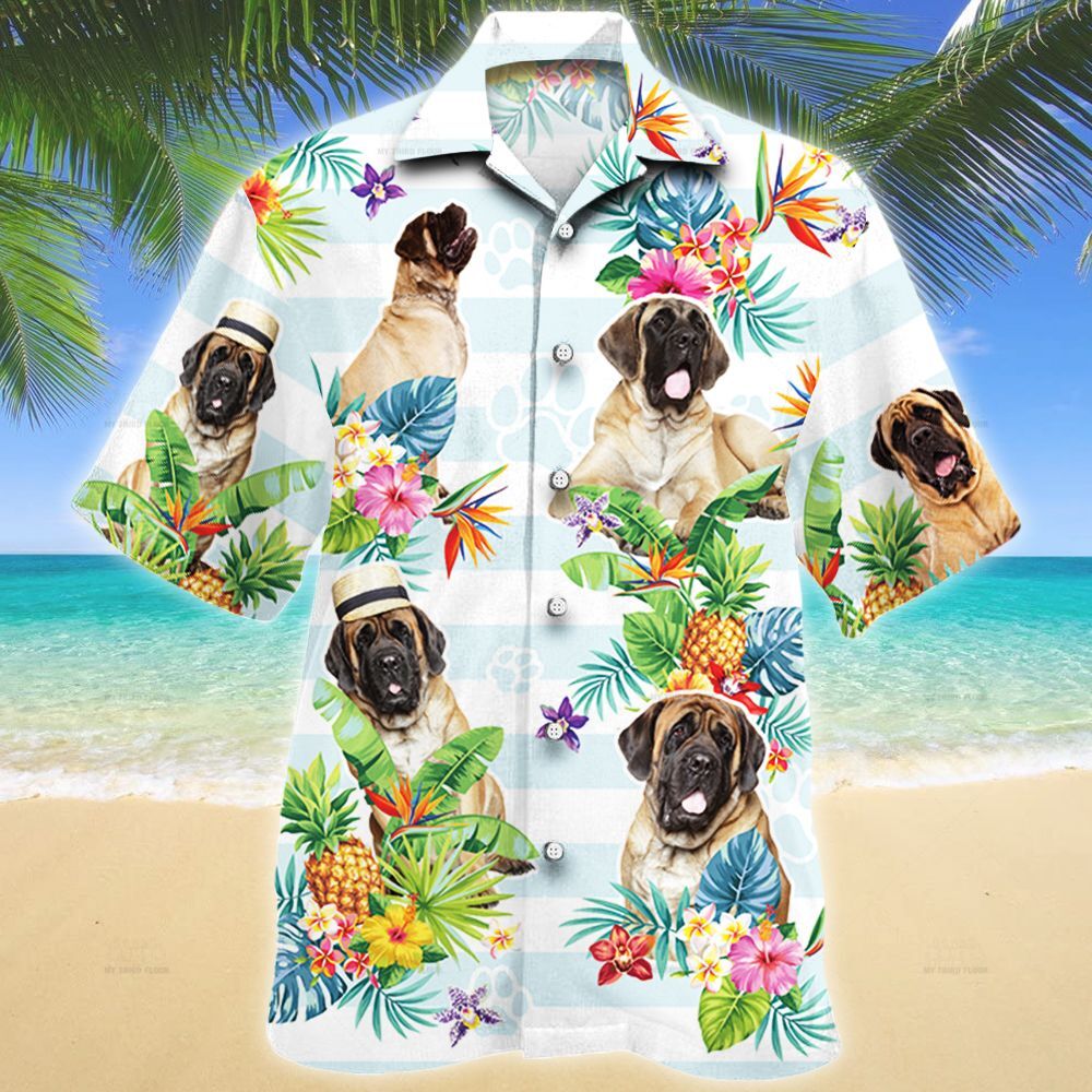 Mastiff Dog Tropical Flower Hawaiian Shirt Ha82801