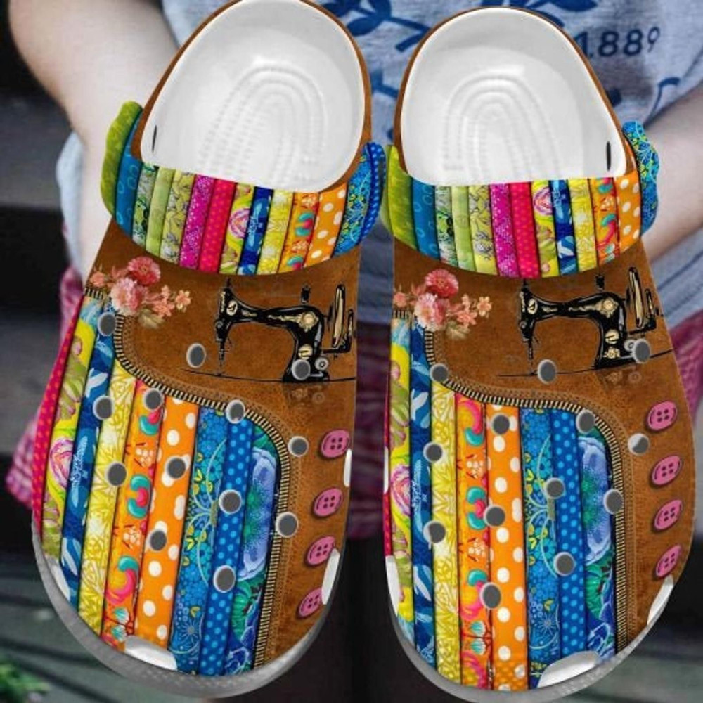 Vintage Singer Sewing Machine Gift For Lover Rubber Crocs Clog Shoes Comfy Footwear