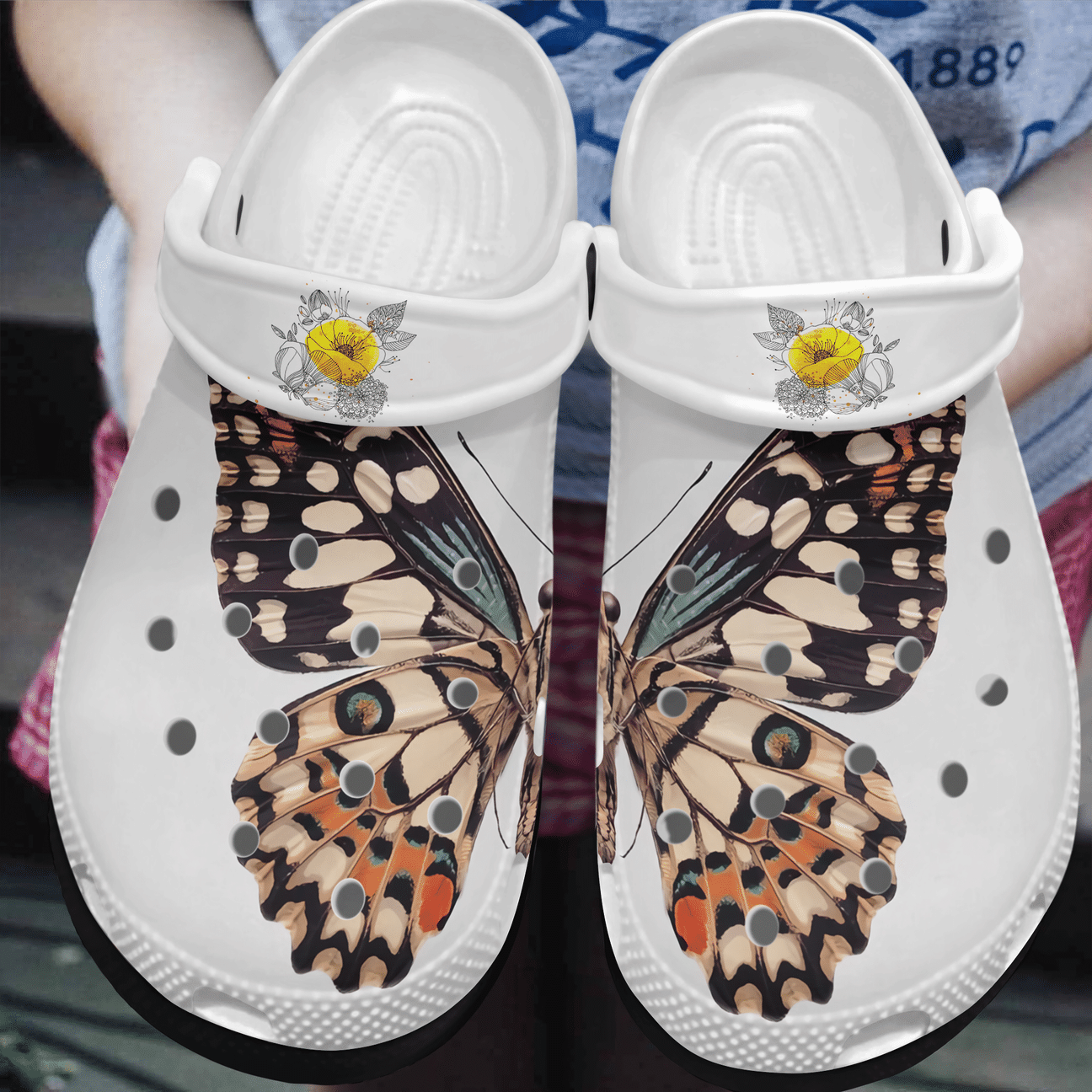 Butterfly Personalized Clog, Custom Name, Text, Color, Number Fashion Style For Women, Men, Kid, Print 3D Big Butterfly