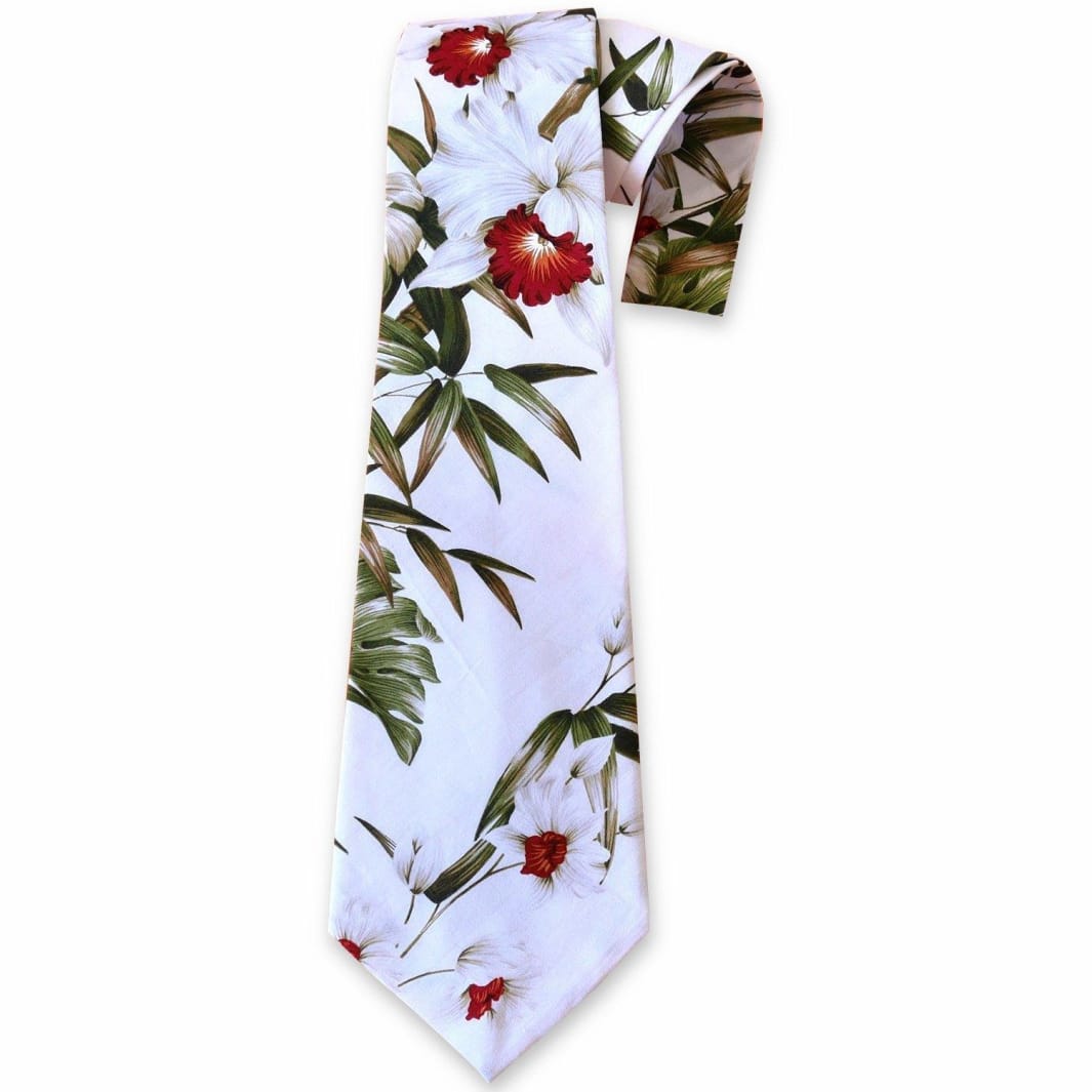 Orchid White Hawaii Necktie Ha3416