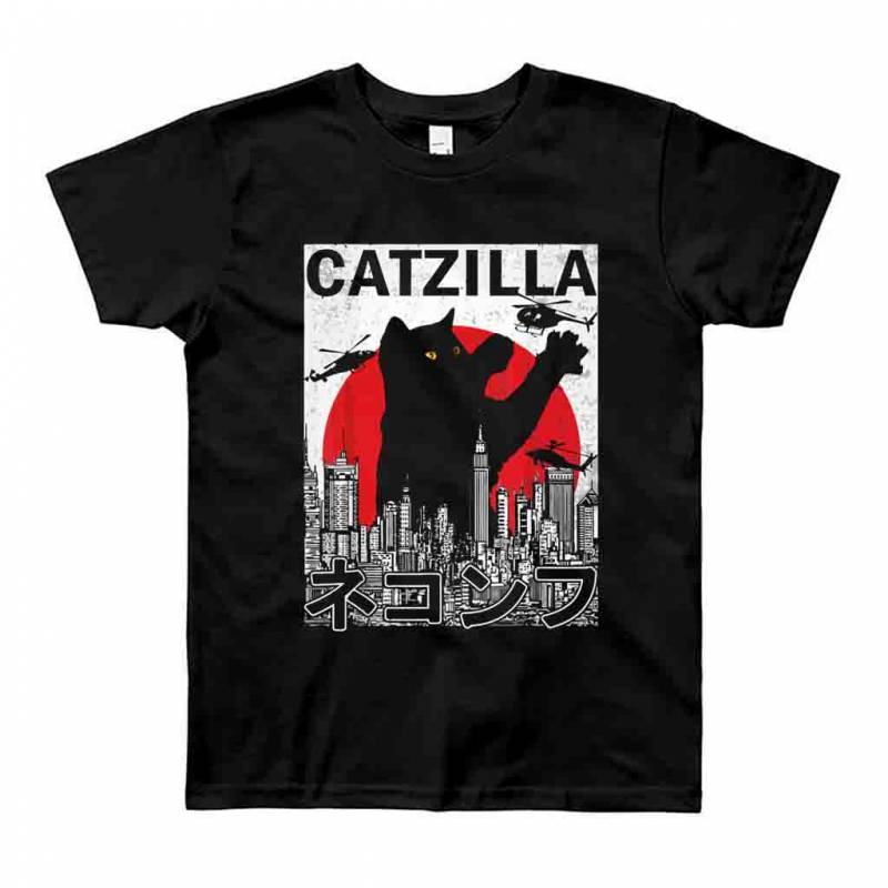 Catzilla Japanese Vintage Sunset Style Cat Kitten Lover Men’s T-Shirt Tee