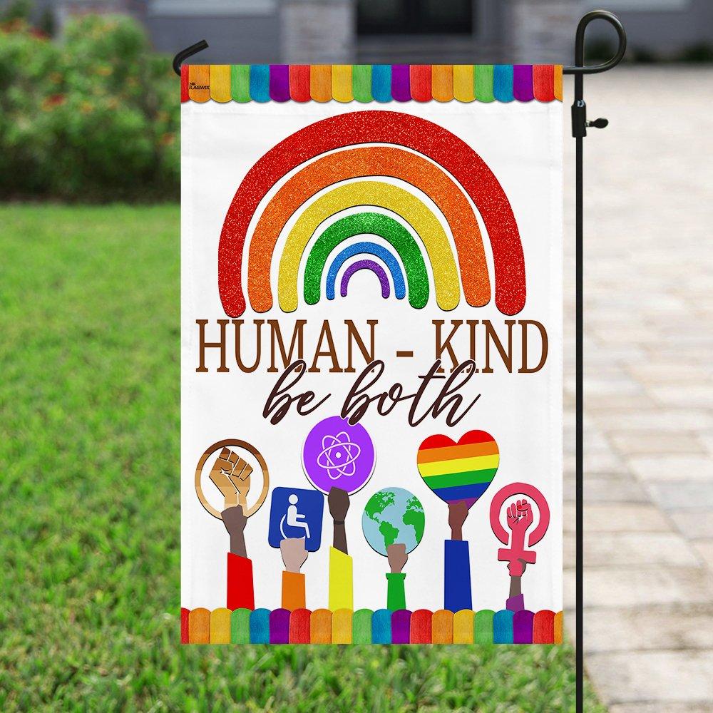 Human Kind Be Both Flag Kindness Equality Black Lives Matter Science Is Real Hate Has No Home Heavy Canvas Garden Flag, House Flag