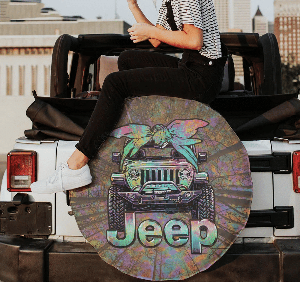 Jeep Girl In The Forest Spare Tire Cover