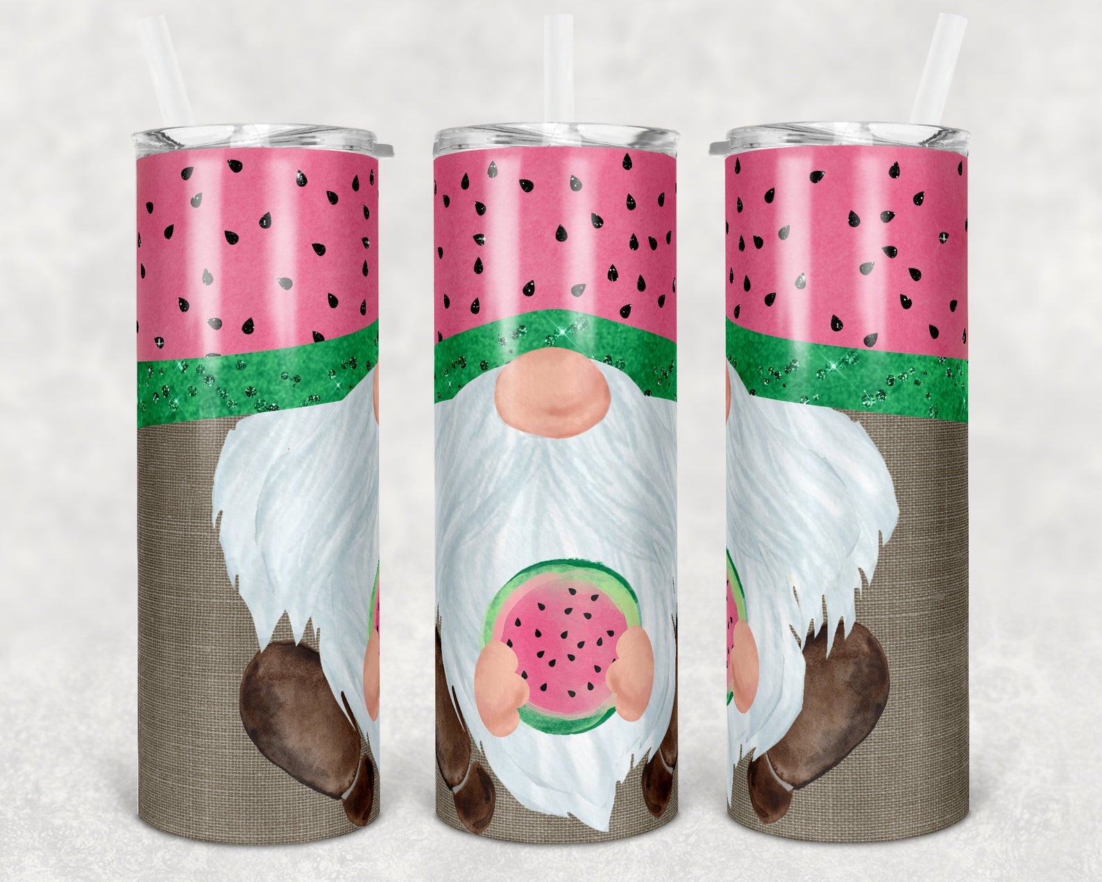 Watermelon Gnome Face Cute 20Oz Skinny Tumbler