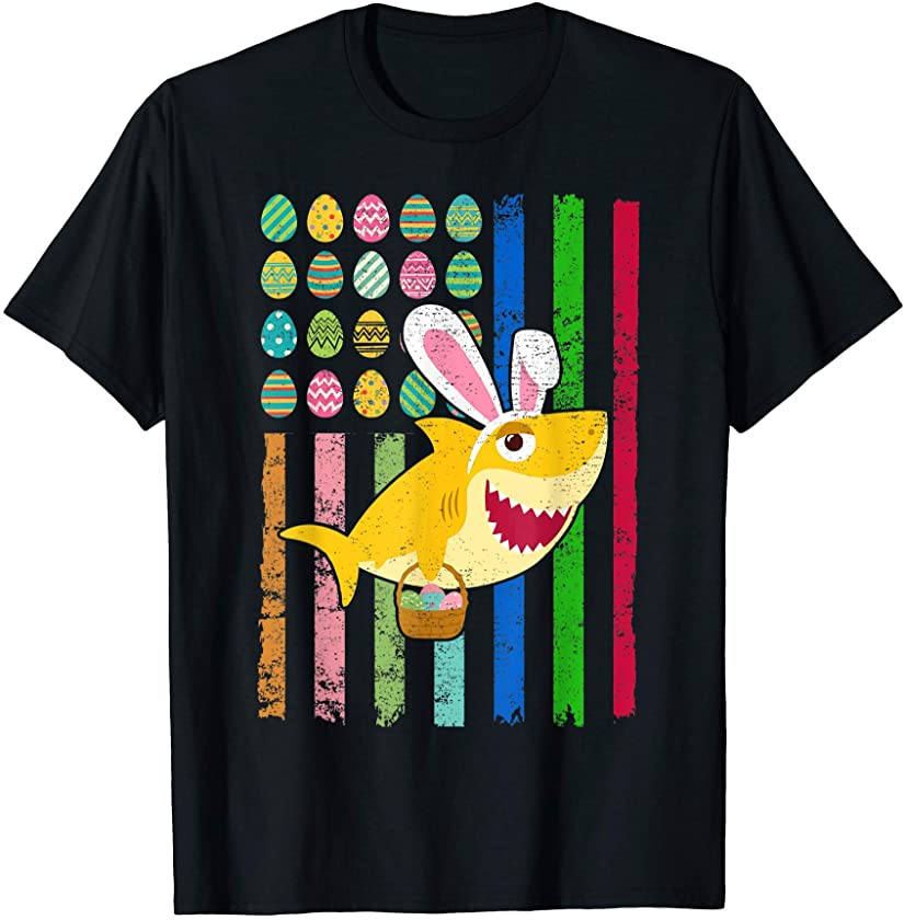 Easter American Flag-Funny Bunny Shark Easter T-Shirt T-Shirt