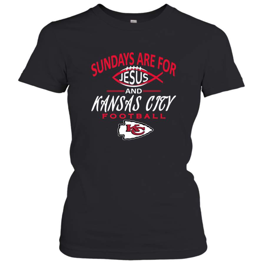 Sundays Are For Jesus and Kansas City Funny Football Women’s T-Shirt