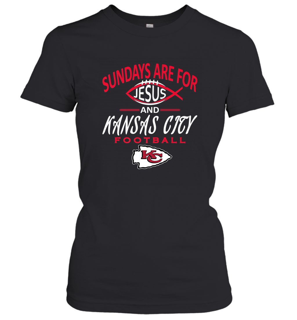 Sundays Are For Jesus And Kansas City Funny Football Women’S T-Shirt