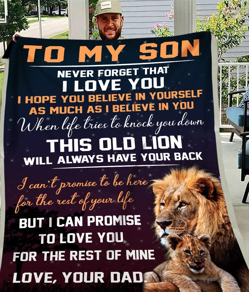 To My Son- Lion Dad Premium Minky, Fleece, Sherpa Blanket