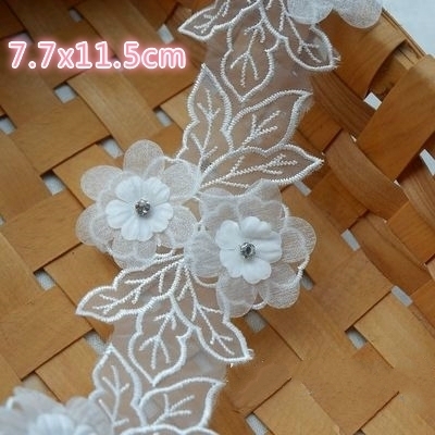 Organza Three-dimensional Embroidery Beaded Beautiful Flower Lace Ribbon DIY Skirt Dress Wedding Veil Accessories Clothing Patch alx
