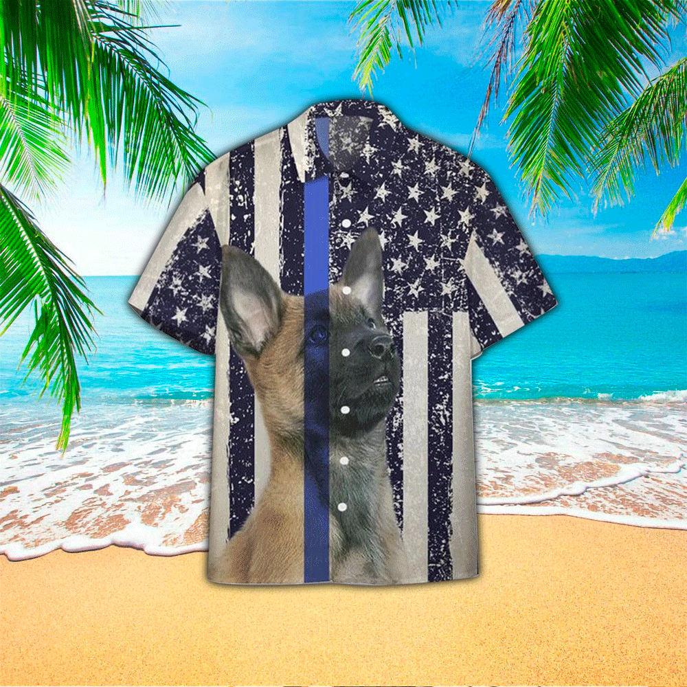 American Police Puppy Hawaiian Shirt, Hawaii Shirt Men, Aloha Shirt