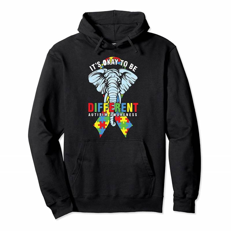 Autism Awareness Elephant Gift Its Ok To Be Different Puzzle Pullover Hoodie