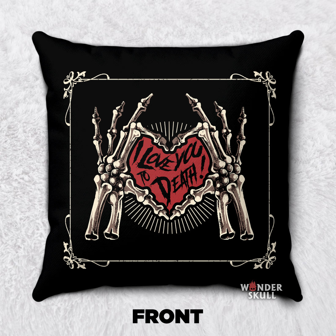 I Love You To Death Gothic Skull Heart Romantic Couple Personalized Spun Pollyester Square Pillow
