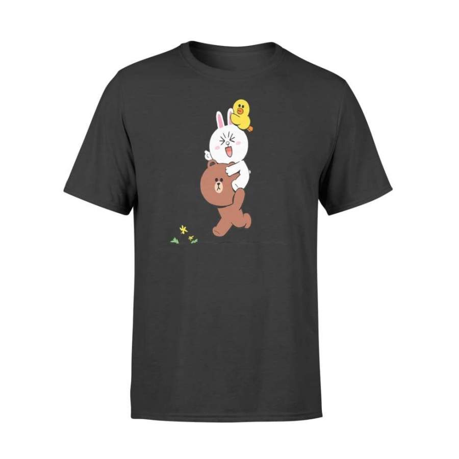 Cute Brown Bear Cony Bunny Rabbit Duck Sally Lovers Running – Standard T-shirt