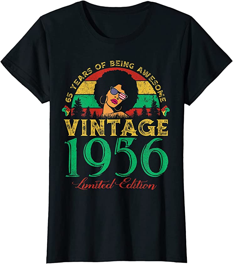 Womens Vintage 1956 Sunset 65 Years Old Black Woman 65th Birthday T-Shirt