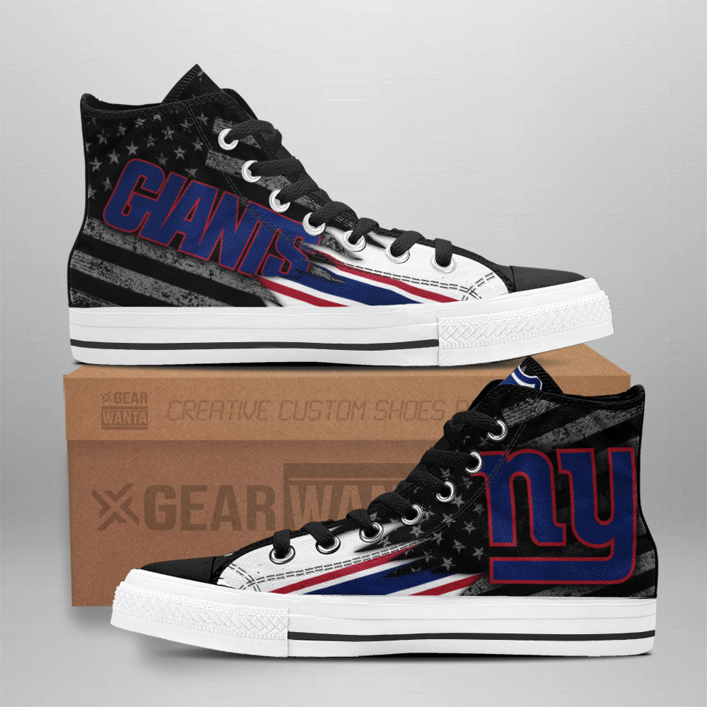 New York Giants High Top Shoes Custom American Flag Sneakers