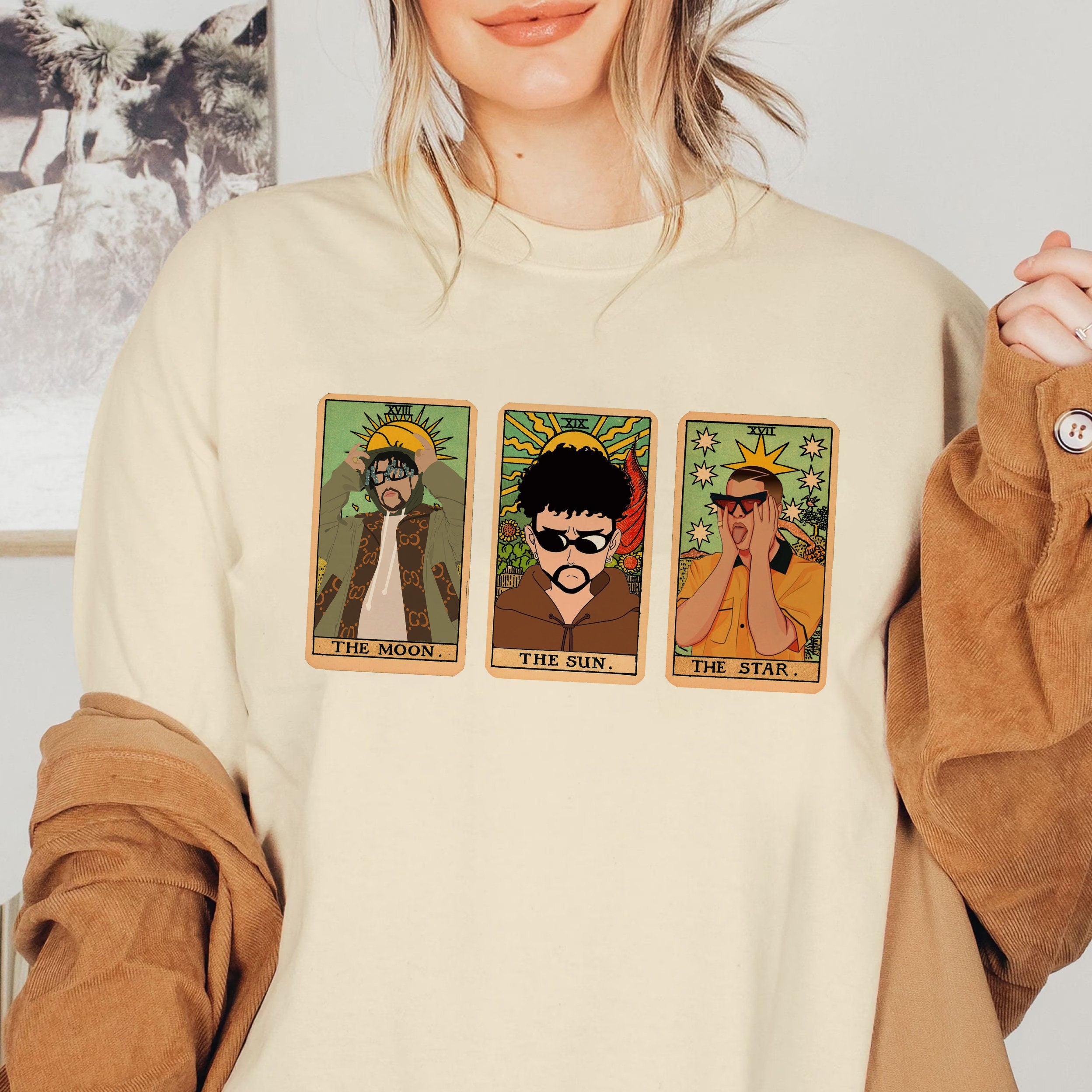 Bad Bunny Tarot Tshirt, Retro Vintage Bad Bunny Tarot, Pop Music Lover Hoodie, Vintage Sweatshirt Gift