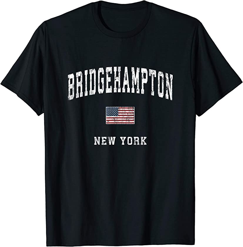 Bridgehampton New York NY Vintage American Flag Sports T-Shirt