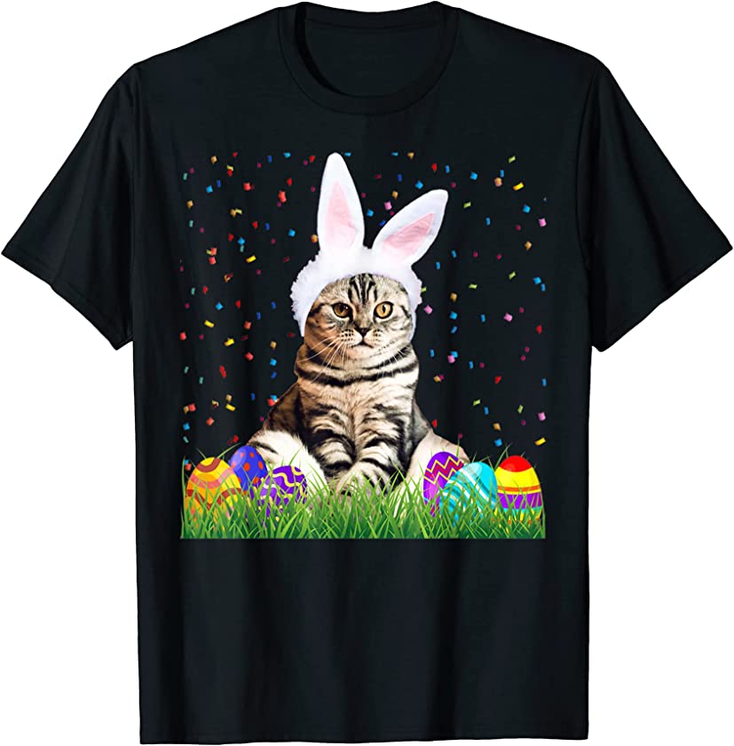 Cute Easter Tabby Cat Holiday Easter Bunny T-Shirt