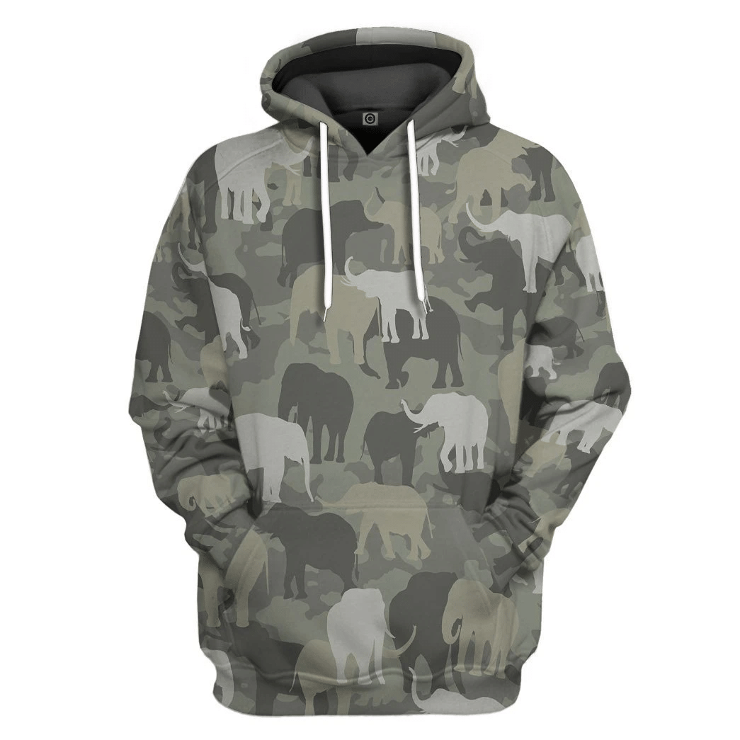 Flowermoonz 3D Elephants Camo Custom Tshirt Hoodie Apparel