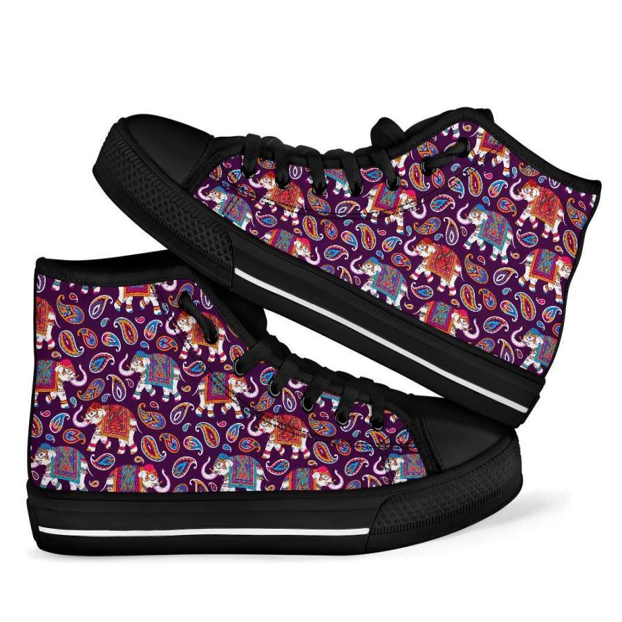 Paisleys Elephant Print Men Women’s High Top Shoes