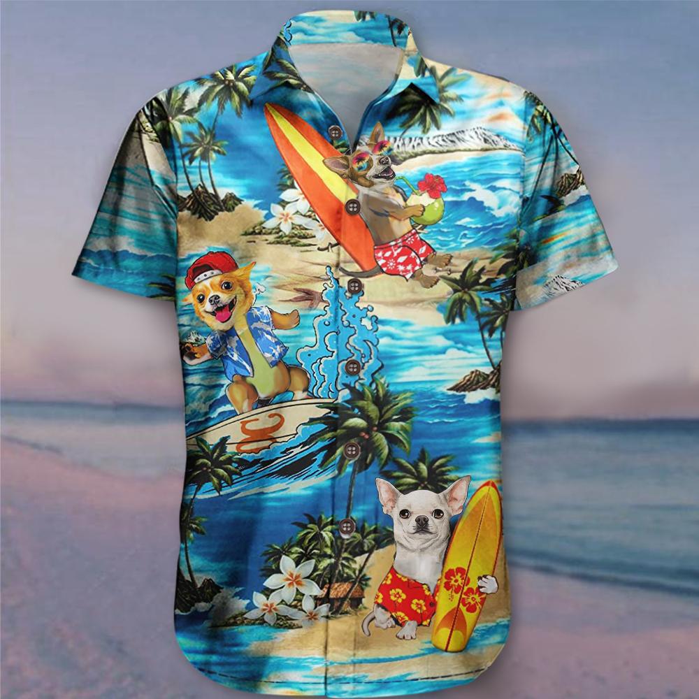 Chihuahua Beach Hawaiian Shirt Cute Summer Aloha Mens Gift Ideas For Brothers Ha44637