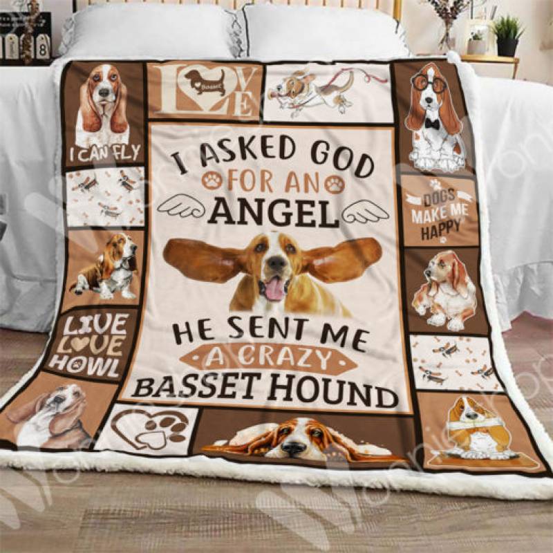 Basset Hound Dog Sherpa Blanket NOV2001 95O35