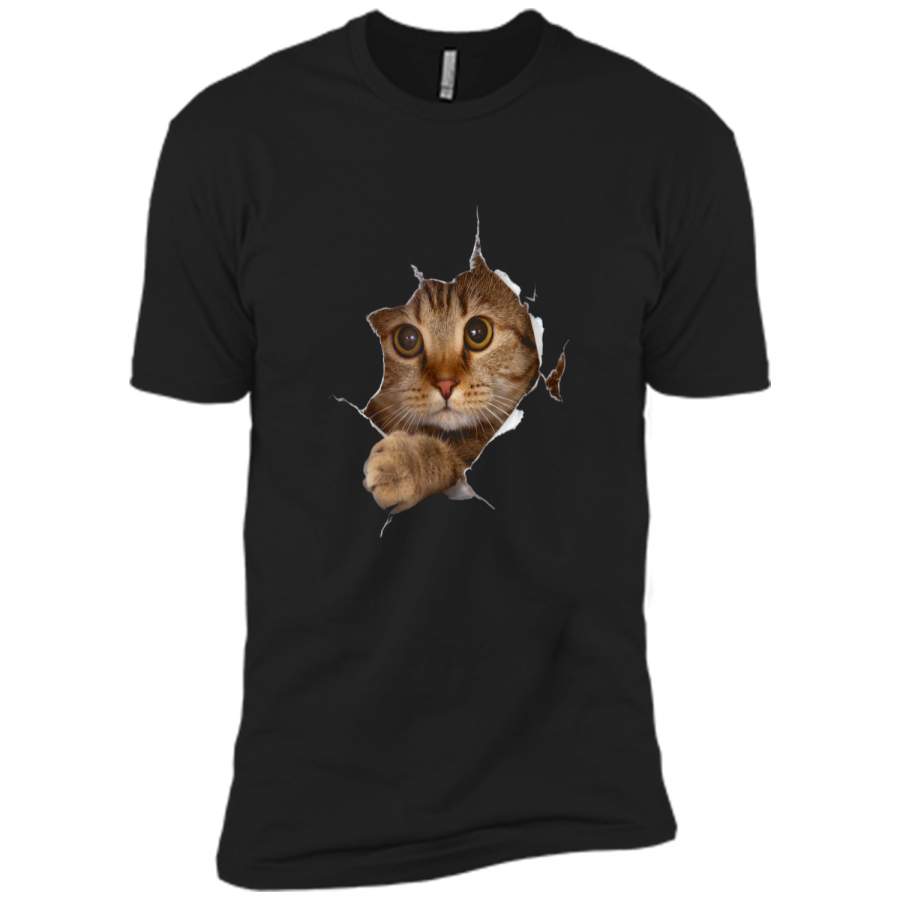 Sweet Kitten Torn Cloth 3D  – Funny Cat Lover Tee Next Level Premium Short Sleeve Tee