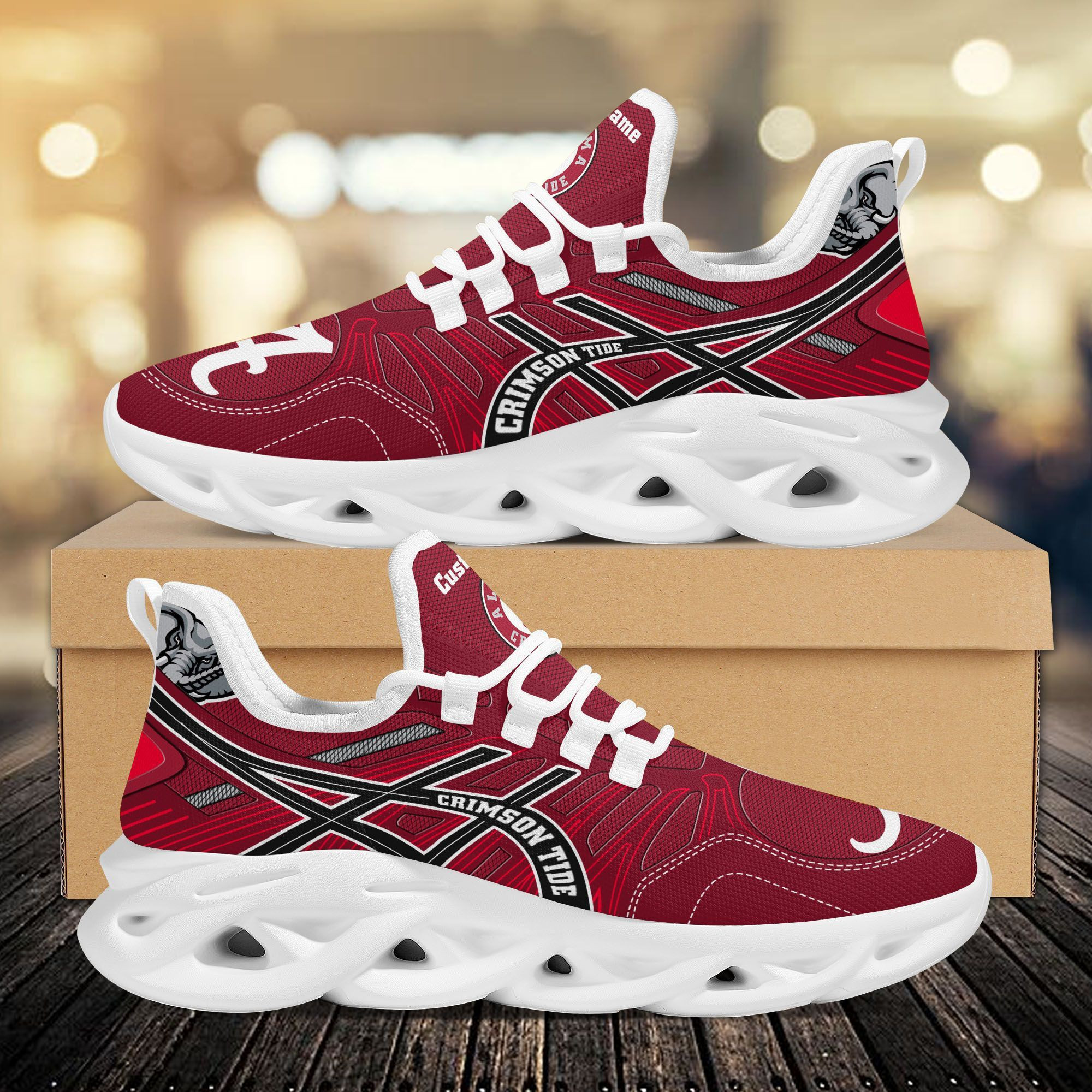 Alabama Crimson Tide Custom Name Sport Max Soul Sneaker Shoes For Fans  University Of Alabama