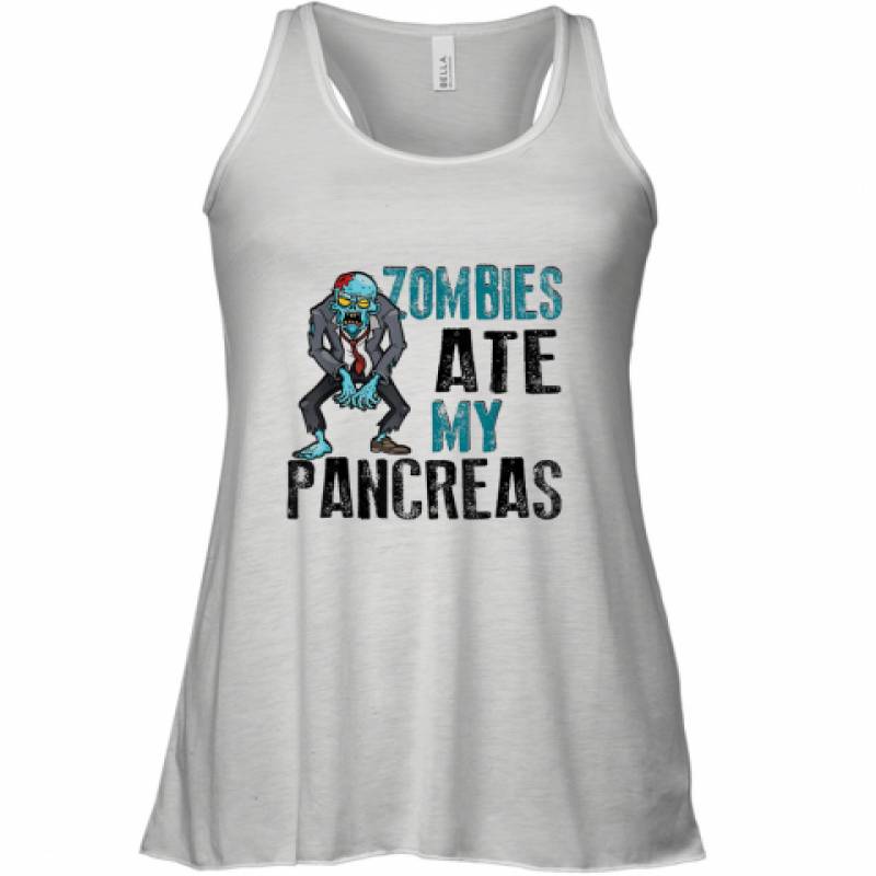 Zombies Ate My Pancreas Diabetes Awareness Halloween shirt Racerback Tank