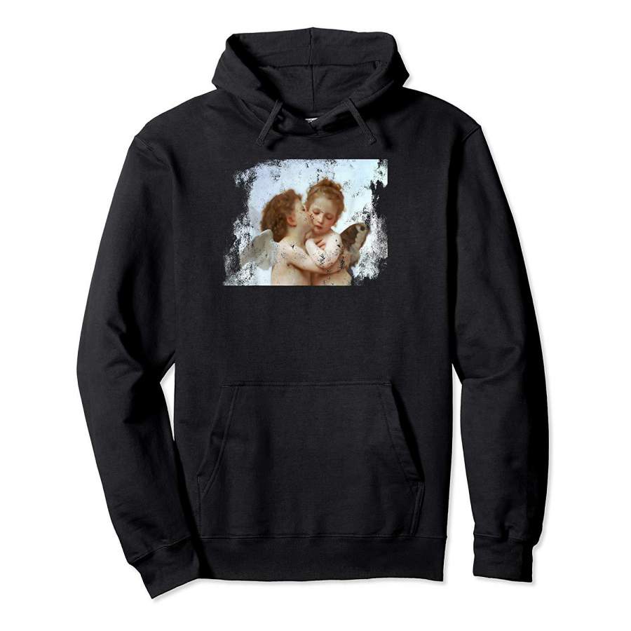 Angel Kissing Aesthetic Vintage Distressed Look Hoodie Premium Tee