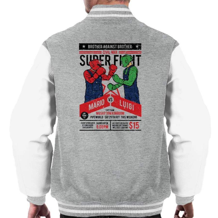 Super Mario Vs Luigi Fight Poster Men’s Varsity Jacket