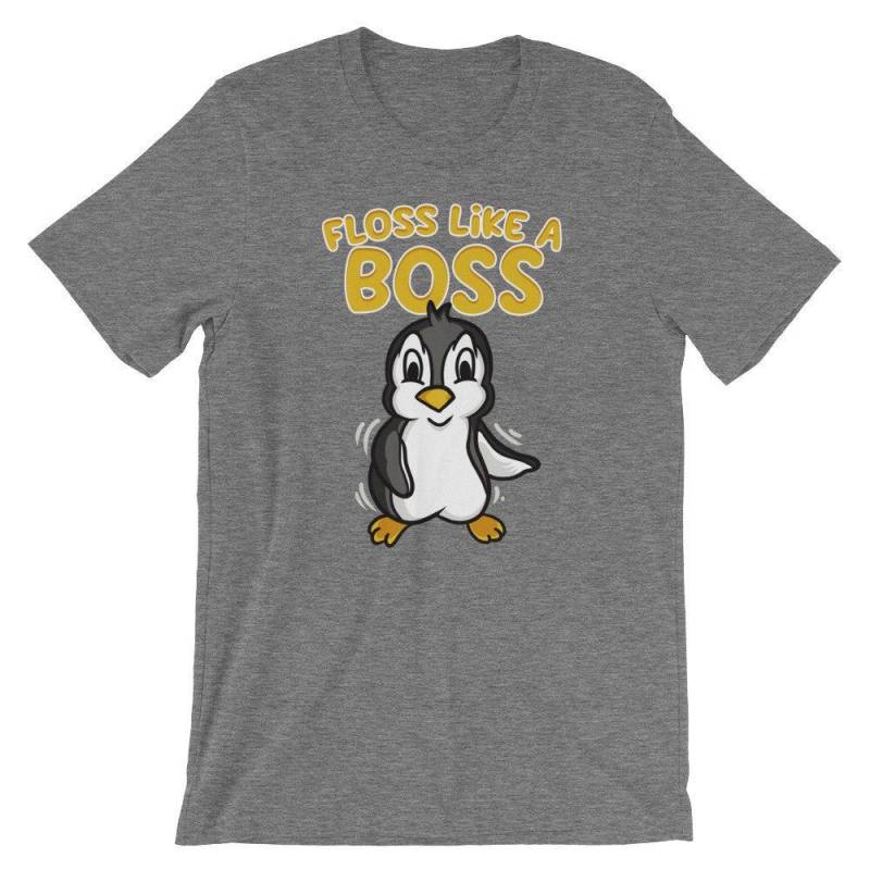 Crushtee Floss Like A Boss T Shirt | Flossing Dance Shirt | Floss Humor Shirt | Cute Penguin Tee | Short Sleeve Unisex T Shirt | Funny Penguin Dance Long Sleeve Hoodie