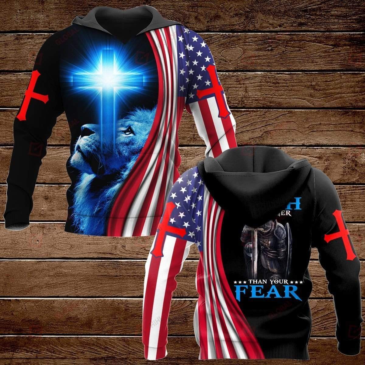 4Th July Lion Cross Warrior Let Your Faith Hoodie #Kv