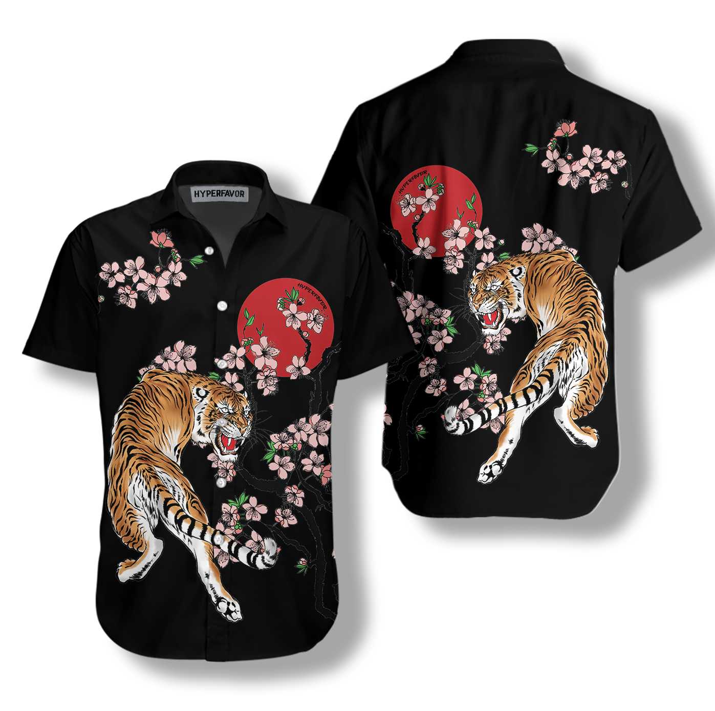 Japanese Tiger Sakura Shirt For Men Hawaii Ha97703