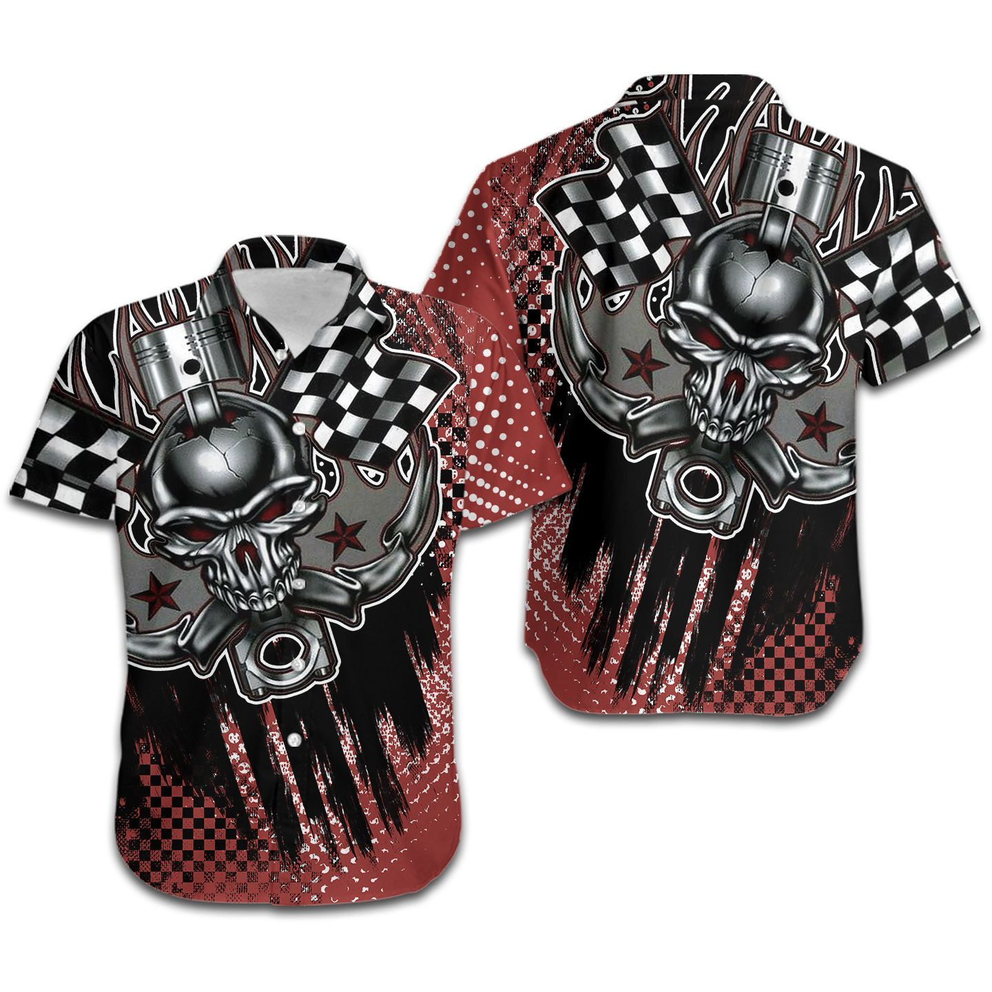 Auto Racing Skull Vintage Women Hawaiian Shirt