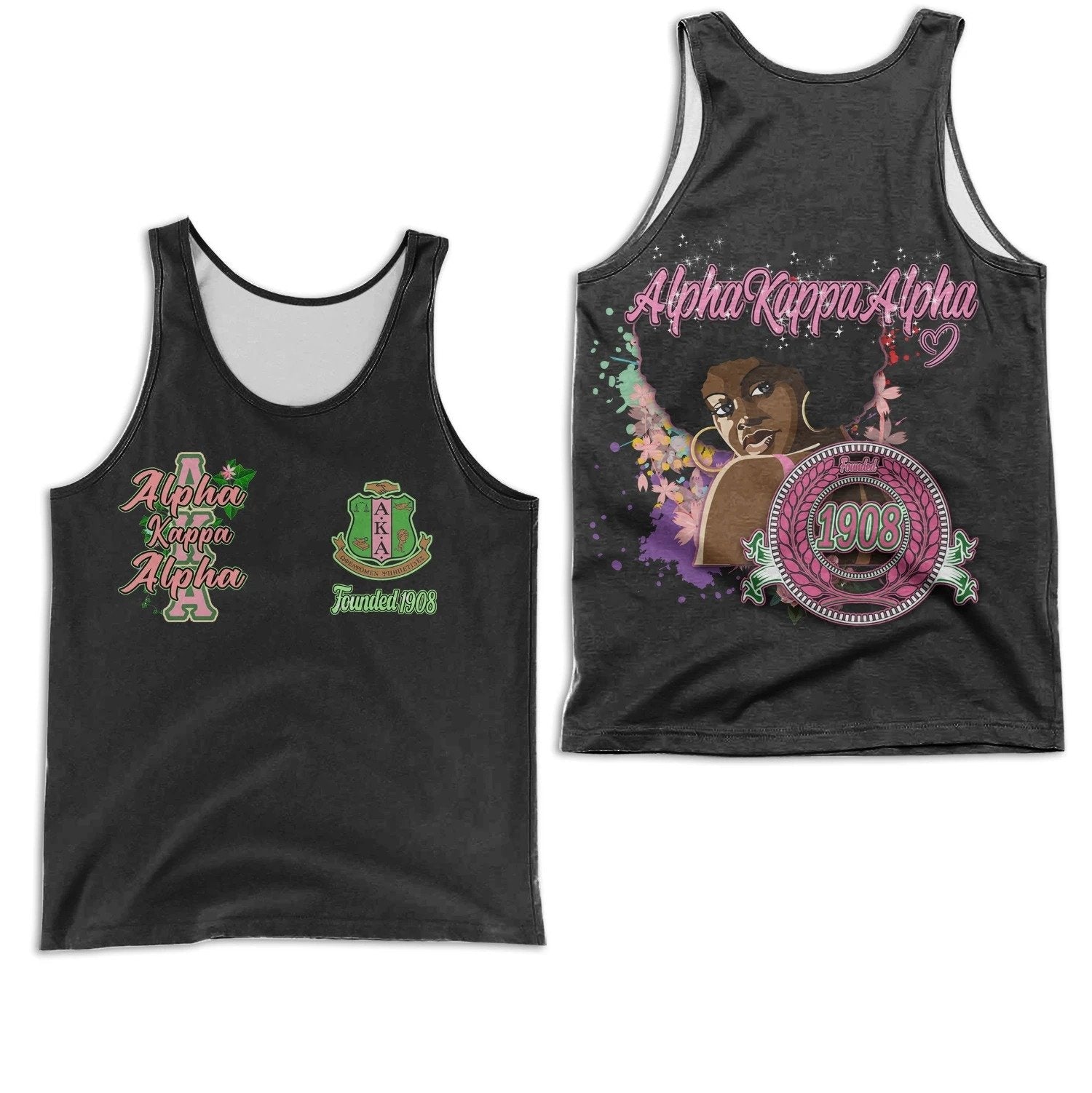 Wonderprint Tank Top Alpha Kappa Alpha Beautiful Black Girl Racerback Tank