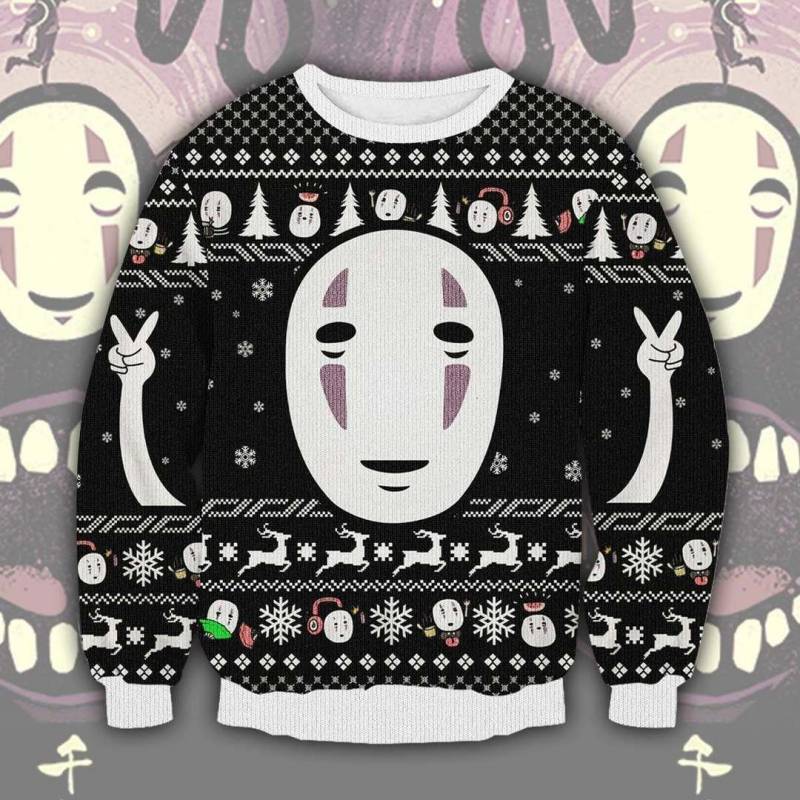 Spirited Away No Face 3D Print Ugly Christmas Sweatshirt