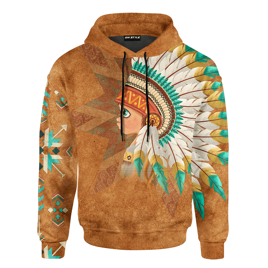 Native American Couple Indian Baby Boy Customized 3D All Over Printed Hoodie