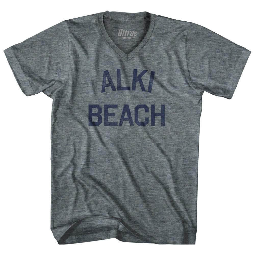 Washington Alki Beach Adult Tri-Blend V-neck Womens Junior Cut Vintage T-shirt