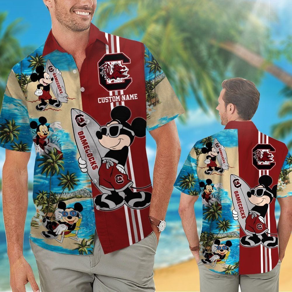 South Carolina Gamecocks Mickey Name Personalized Tropical Hawaiian Shirt