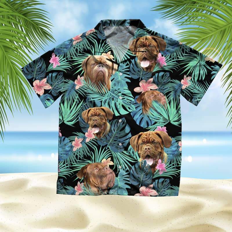 Dogue De Bordeaux Hawaiian Shirt, Dog Summer Leaves Hawaiian Shirt, Unisex Print Aloha Short Sleeve Casual Shirt