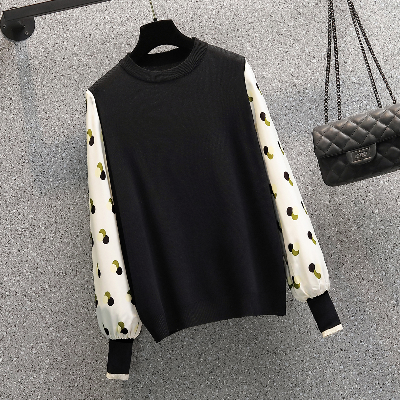 Black Green Dots Stitch Korean Style Fashion Pullovers For Autumn Women’S Clothing Ladies Sweater 2022 alx